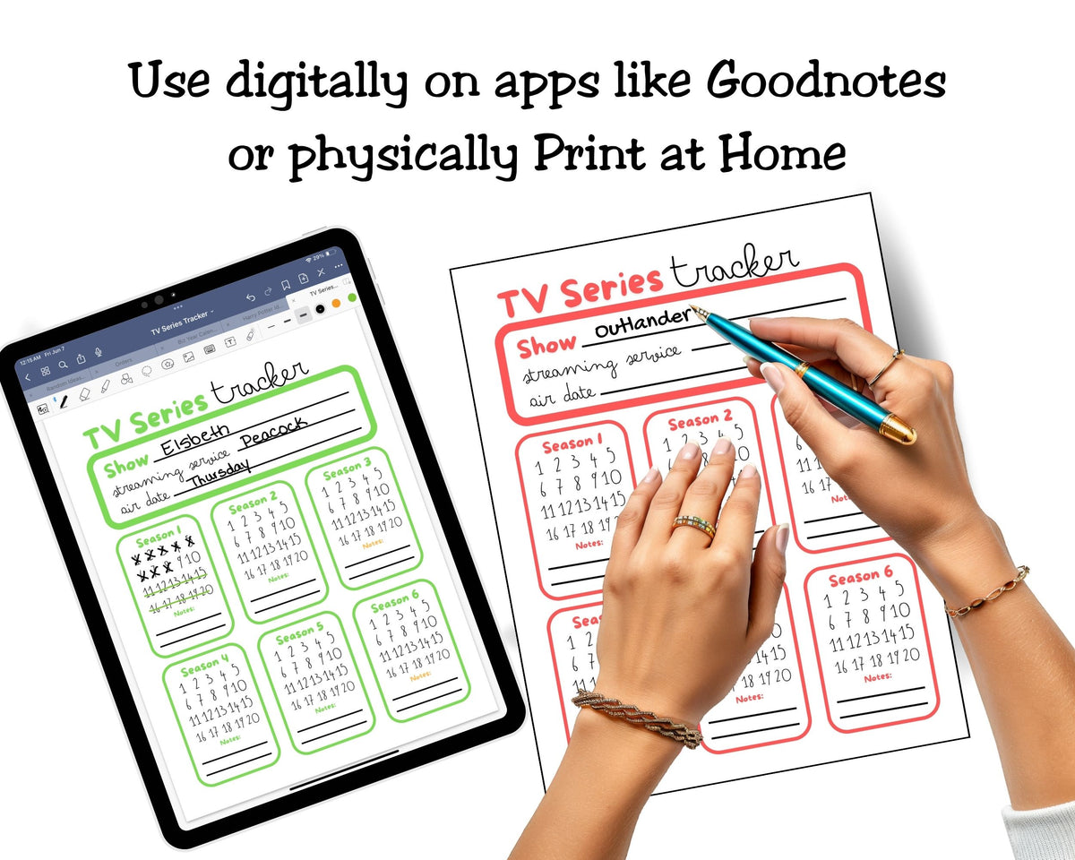 TV Tracker Planner Page for Digital Planner or Physical Print