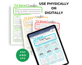 TV Tracker Planner Page for Digital Planner or Physical Print