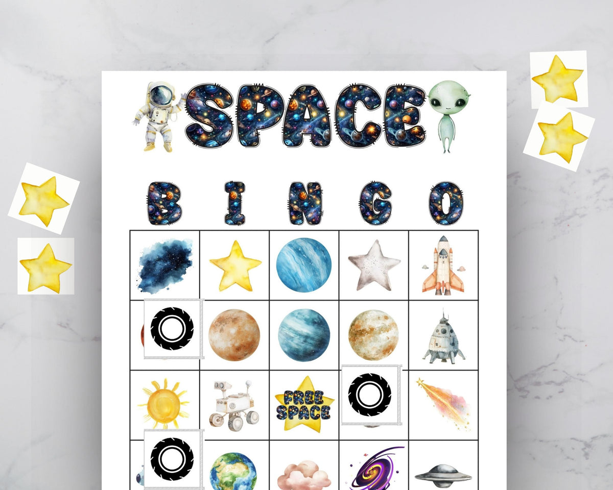 Outer space Printable Bingo Game