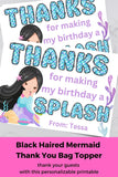 Custom Mermaid Thank You Personalizable Bag Topper Tag Canva Template Printable
