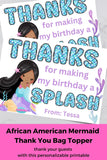 Custom Mermaid Thank You Personalizable Bag Topper Tag Canva Template Printable