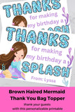 Custom Mermaid Thank You Personalizable Bag Topper Tag Canva Template Printable