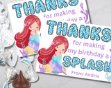Custom Mermaid Thank You Personalizable Bag Topper Tag Canva Template Printable