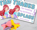 Custom Mermaid Thank You Personalizable Bag Topper Tag Canva Template Printable