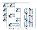 Custom Mermaid Thank You Personalizable Bag Topper Tag Canva Template Printable