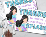Custom Mermaid Thank You Personalizable Bag Topper Tag Canva Template Printable