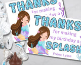 Custom Mermaid Thank You Personalizable Bag Topper Tag Canva Template Printable