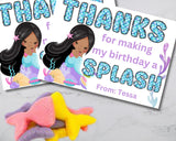 Custom Mermaid Thank You Personalizable Bag Topper Tag Canva Template Printable