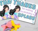 Custom Mermaid Thank You Personalizable Bag Topper Tag Canva Template Printable