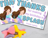 Custom Mermaid Thank You Personalizable Bag Topper Tag Canva Template Printable