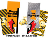 Cute Construction Personalized Mini Candy Bar Wrapper Printable Labels