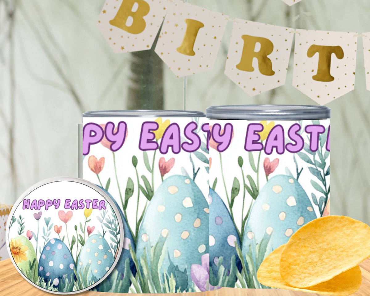 Easter Pringles Can Label & Lid, Watercolor Easter Egg Snack Wrap Printable