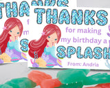 Custom Mermaid Thank You Personalizable Bag Topper Tag Canva Template Printable