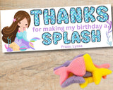Custom Mermaid Thank You Personalizable Bag Topper Tag Canva Template Printable