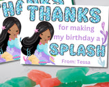 Custom Mermaid Thank You Personalizable Bag Topper Tag Canva Template Printable