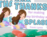 Custom Mermaid Thank You Personalizable Bag Topper Tag Canva Template Printable