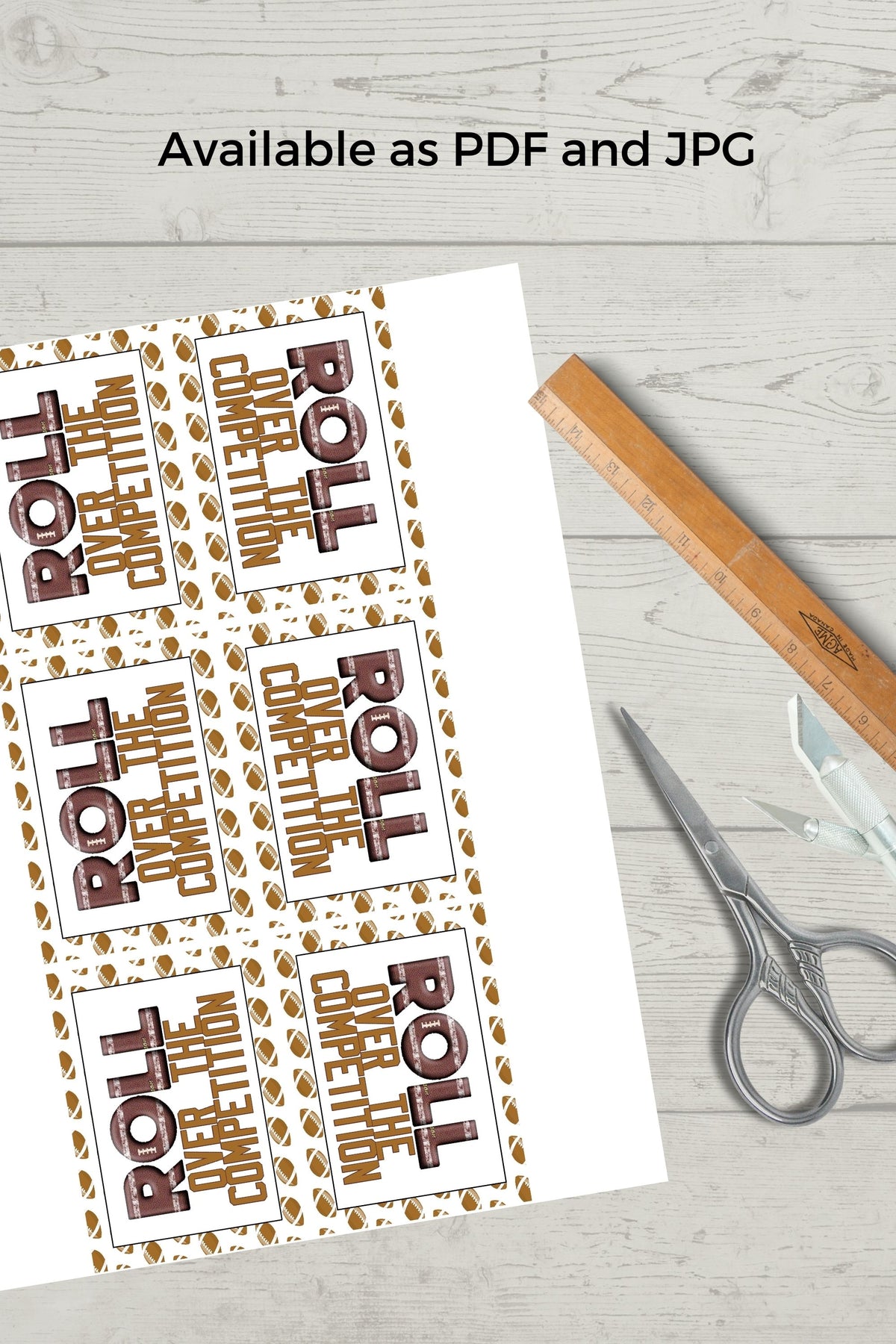 Roll Over the Competition Football Team Printable Bag Topper