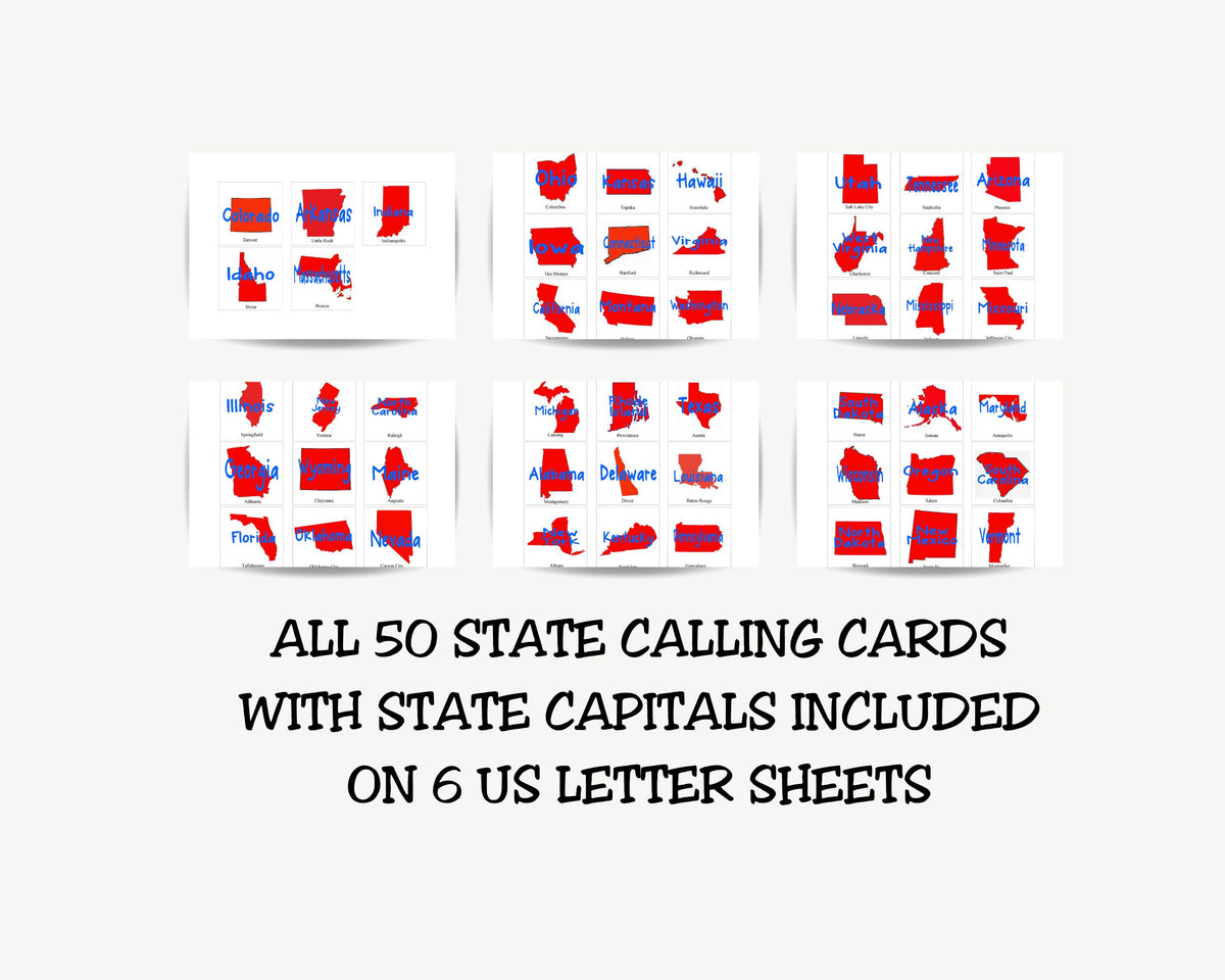 US State Bingo Game Printable
