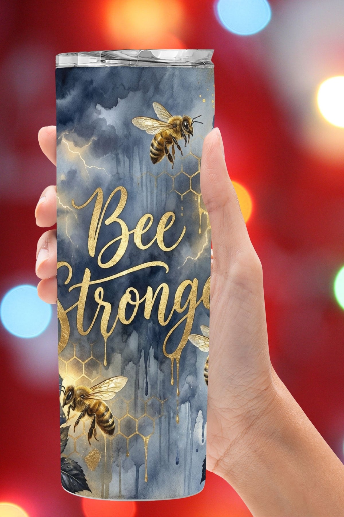 Bee Stronger Motivational Tumbler – Inspirational Affirmation Design *869