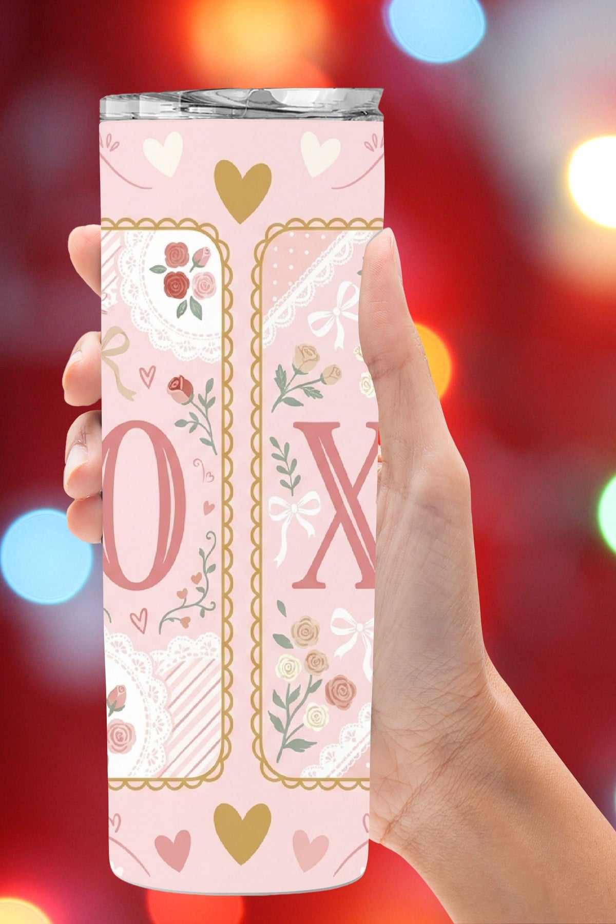 XOXO Coquette Floral Valentine Tumbler *842