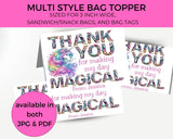 Thank You Personalizable Unicorn Candy Bag Topper Canva Template