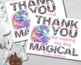Thank You Personalizable Unicorn Candy Bag Topper Canva Template
