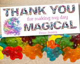 Thank You Personalizable Unicorn Candy Bag Topper Canva Template