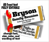 Chocolate Family Reunion Pesonalized Candy Bar Wrapper Canva Template