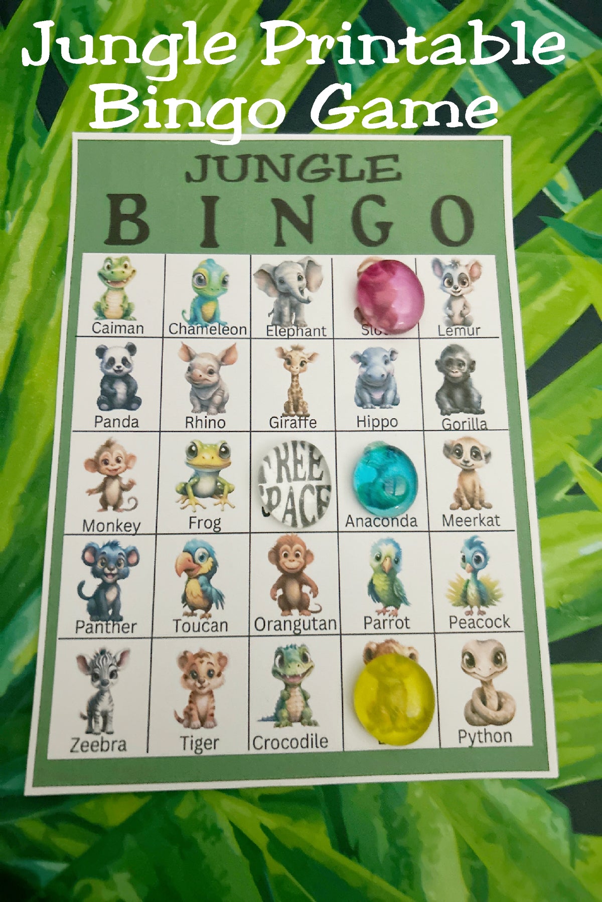 Baby Jungle Animals Printable Bingo Game