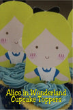 Bring Alice to your Wonderland party with these fun cupcake toppers.  This printable has the top half of Alice's body so you can add it to your cupcake so that the dessert looks like her dress.