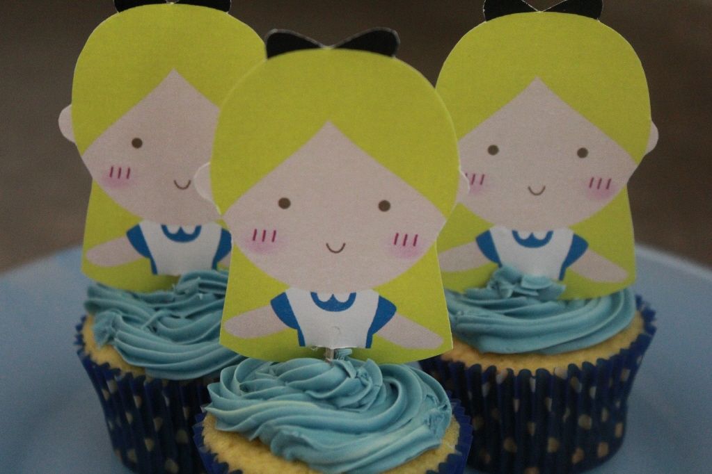 Alice in Wonderland Cupcake Topper Printable