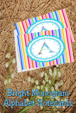 Bright Stripes Monogram Note Cards Print