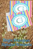 Bright Stripes Monogram Note Cards Print