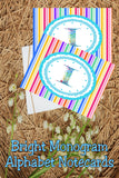 Bright Stripes Monogram Note Cards Print