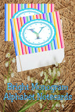 Bright Stripes Monogram Note Cards Print