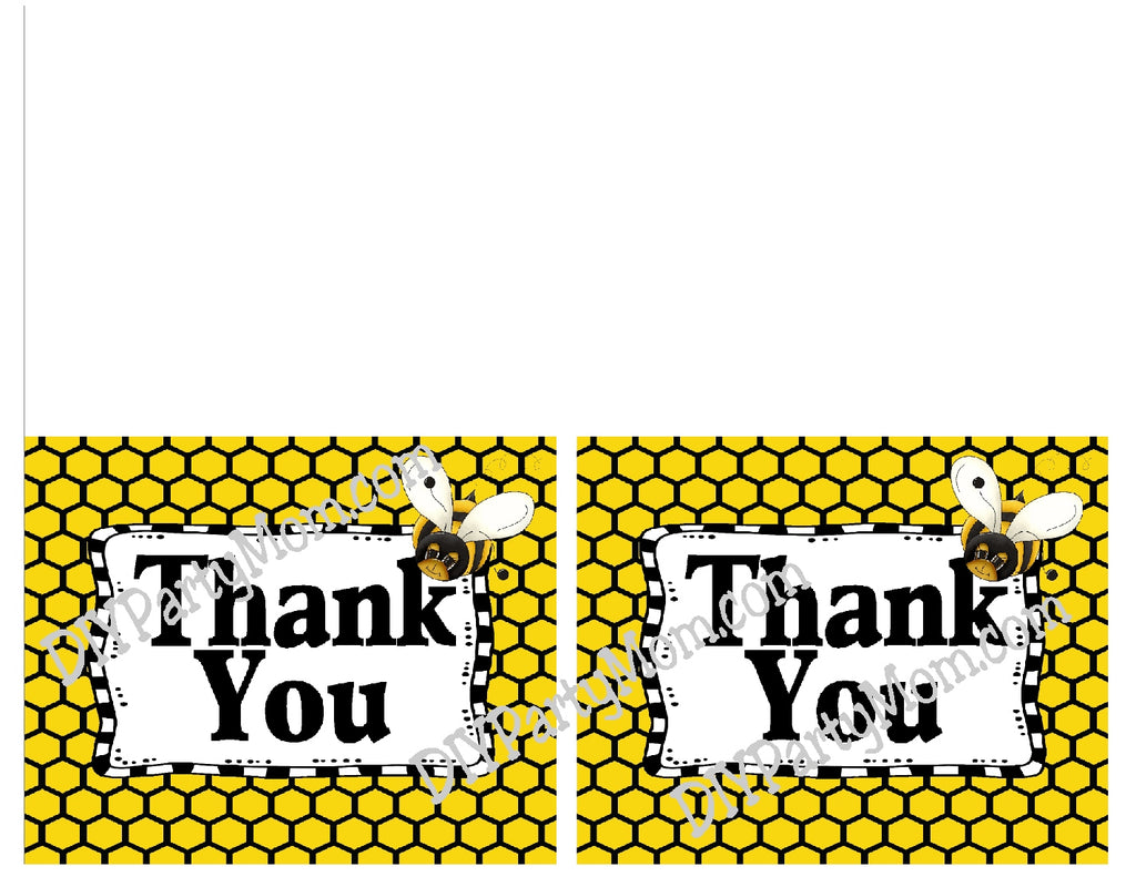Bumble Bee Thank You Notecard Printable – DIY Party Mom for Free Printable Bumble Bee Thank You Cards