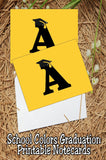 Black and Gold School Colors Monogram Graduation Printable Notecards