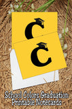 Black and Gold School Colors Monogram Graduation Printable Notecards