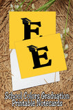 Black and Gold School Colors Monogram Graduation Printable Notecards