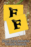 Black and Gold School Colors Monogram Graduation Printable Notecards