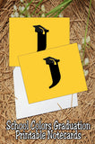 Black and Gold School Colors Monogram Graduation Printable Notecards