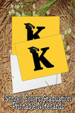 Black and Gold School Colors Monogram Graduation Printable Notecards