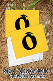 Black and Gold School Colors Monogram Graduation Printable Notecards