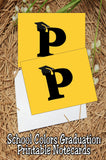 Black and Gold School Colors Monogram Graduation Printable Notecards