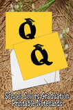 Black and Gold School Colors Monogram Graduation Printable Notecards