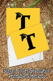 Black and Gold School Colors Monogram Graduation Printable Notecards