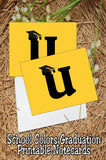 Black and Gold School Colors Monogram Graduation Printable Notecards