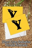 Black and Gold School Colors Monogram Graduation Printable Notecards