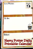 Harry Potter Printable Daily Calendar Planner