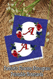 Patriotic Flowers Monogram Notecard Printable